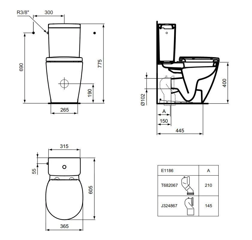 Ideal Standard Connect Space - Duoblok Pot Met Kap, Onder-/achterafvoer, Wit E118601 2 Ideal Standard Connect Space - Duoblok Pot Met Kap, Onder-/achterafvoer, Wit E118601 - Afbeelding 2