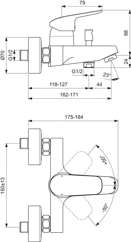 Ideal Standard CeraFlex - Opbouw Badkraan, Chroom B1721AA 2 Ideal Standard CeraFlex - Opbouw Badkraan, Chroom B1721AA - Afbeelding 2
