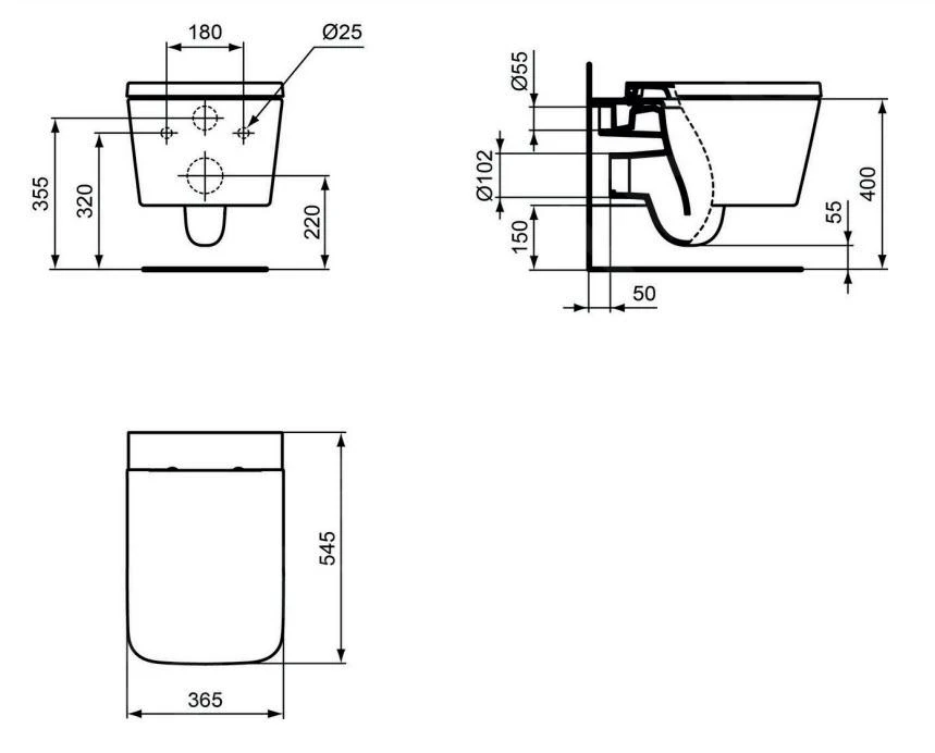 Ideal Standard Blend - Hangend Toilet, Aquablade, Wit T368601 2 Ideal Standard Blend - Hangend Toilet, Aquablade, Wit T368601 - Afbeelding 2