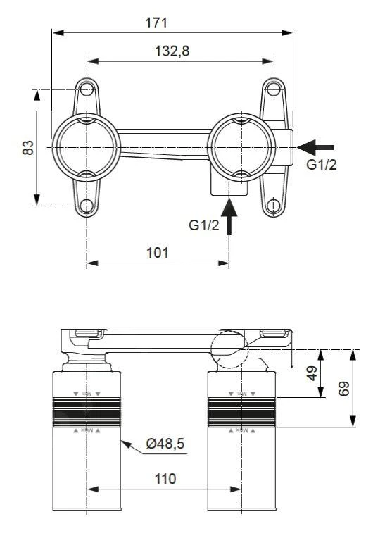 Ideal Standard Conca Tap - Inbouwdeel Voor Inbouw Wastafelkraan A1313NU 2 Ideal Standard Conca Tap - Inbouwdeel Voor Inbouw Wastafelkraan A1313NU - Afbeelding 2