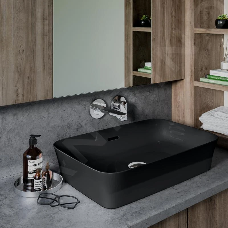 Ideal Standard Ipalyss - Opbouw Wastafel, 550x380 Mm, Met Overloop, Glanzend Zwart E2078V2 5 Ideal Standard Ipalyss - Opbouw Wastafel, 550x380 Mm, Met Overloop, Glanzend Zwart E2078V2 - Afbeelding 5