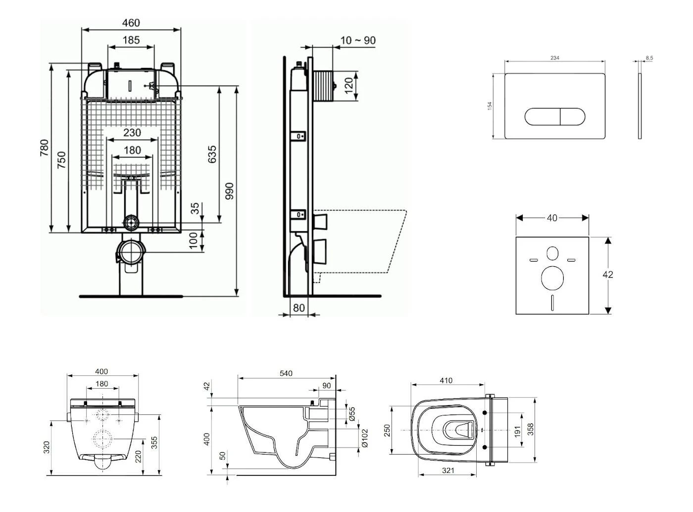 Ideal Standard ProSys - Toiletset- Inbouwreservoir, Douche-WC, WC-zitting TECEone, Oleas M1 Bedieningsplaat, Rimless, SoftClose, Mat Chroom ProSys80M SP131 2 Ideal Standard ProSys - Toiletset- Inbouwreservoir, Douche-WC, WC-zitting TECEone, Oleas M1 Bedieningsplaat, Rimless, SoftClose, Mat Chroom ProSys80M SP131 - Afbeelding 2