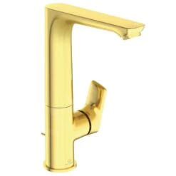 Ideal Standard Connect Air - Slim Wastafelkraan Met Draaibare Uitloop En Waste, Brushed Gold A7020A2