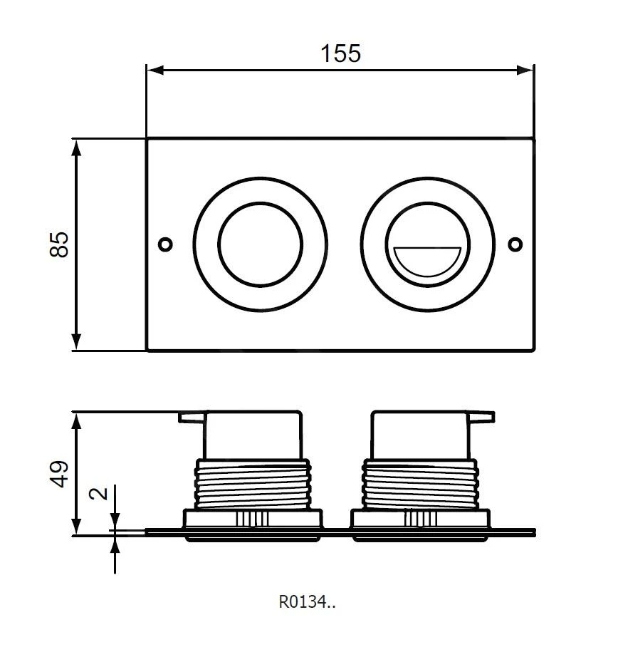 Ideal Standard Septa Pro - Bedieningspaneel P2, Rvs R0134MY 2 Ideal Standard Septa Pro - Bedieningspaneel P2, Rvs R0134MY - Afbeelding 2