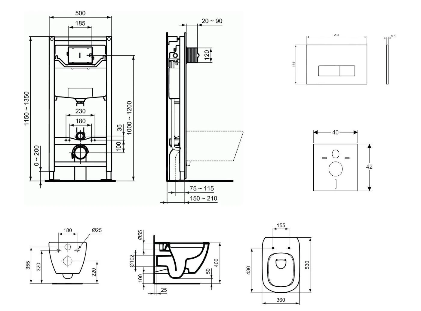 Ideal Standard ProSys - Toiletset- Inbouwreservoir, Closet, WC-zitting Tesi, Oleas M2 Bedieningsplaat, Rimless, SoftClose, Chroom ProSys120M SP9 2 Ideal Standard ProSys - Toiletset- Inbouwreservoir, Closet, WC-zitting Tesi, Oleas M2 Bedieningsplaat, Rimless, SoftClose, Chroom ProSys120M SP9 - Afbeelding 2