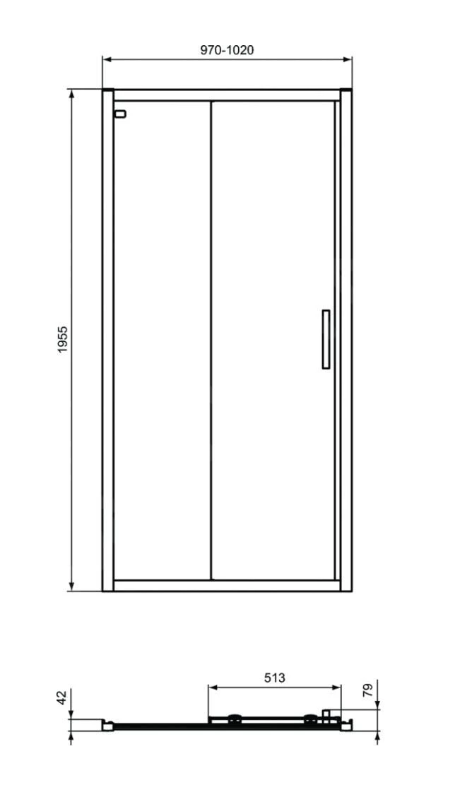 Ideal Standard Connect 2 - Schuif Douchedeur, 2-delig, 1000 Mm, Zwart/helder Glas K9273V3 2 Ideal Standard Connect 2 - Schuif Douchedeur, 2-delig, 1000 Mm, Zwart/helder Glas K9273V3 - Afbeelding 2