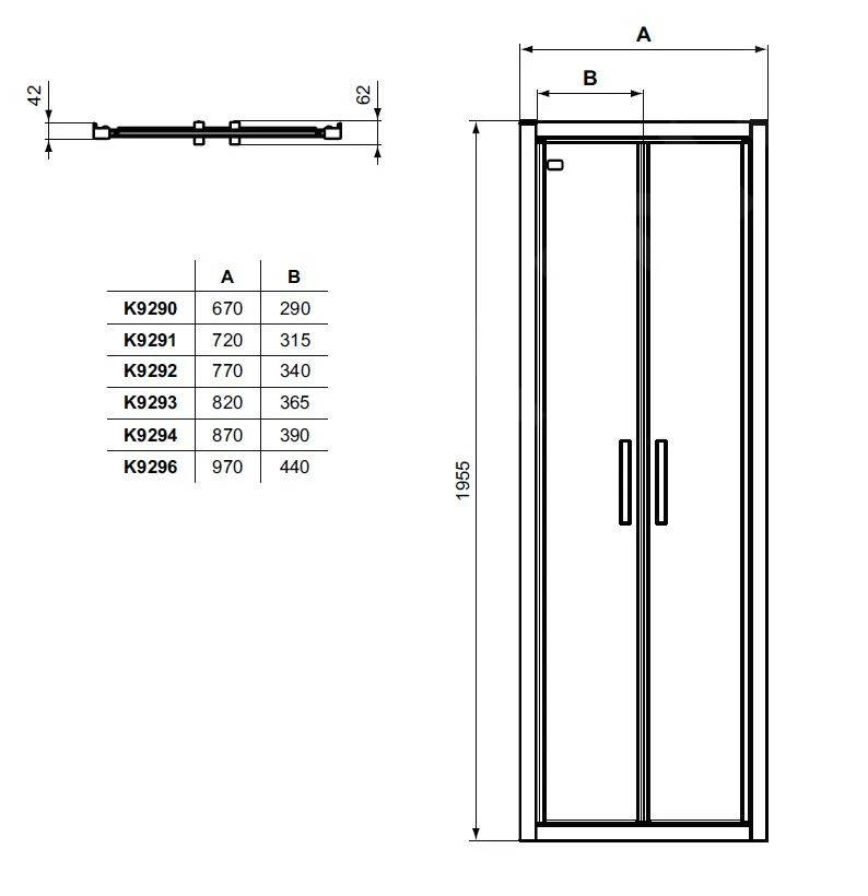 Ideal Standard Connect 2 - Douchedeur 900 Mm, Zwart/helder Glas K9294V3 2 Ideal Standard Connect 2 - Douchedeur 900 Mm, Zwart/helder Glas K9294V3 - Afbeelding 2