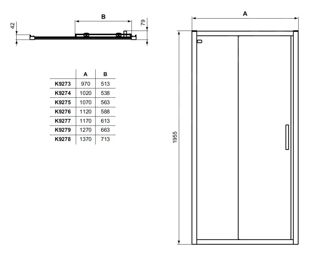 Ideal Standard Connect 2 - Schuif Douchedeur, 2-delig, 1200 Mm, Zwart/helder Glas K9277V3 2 Ideal Standard Connect 2 - Schuif Douchedeur, 2-delig, 1200 Mm, Zwart/helder Glas K9277V3 - Afbeelding 2