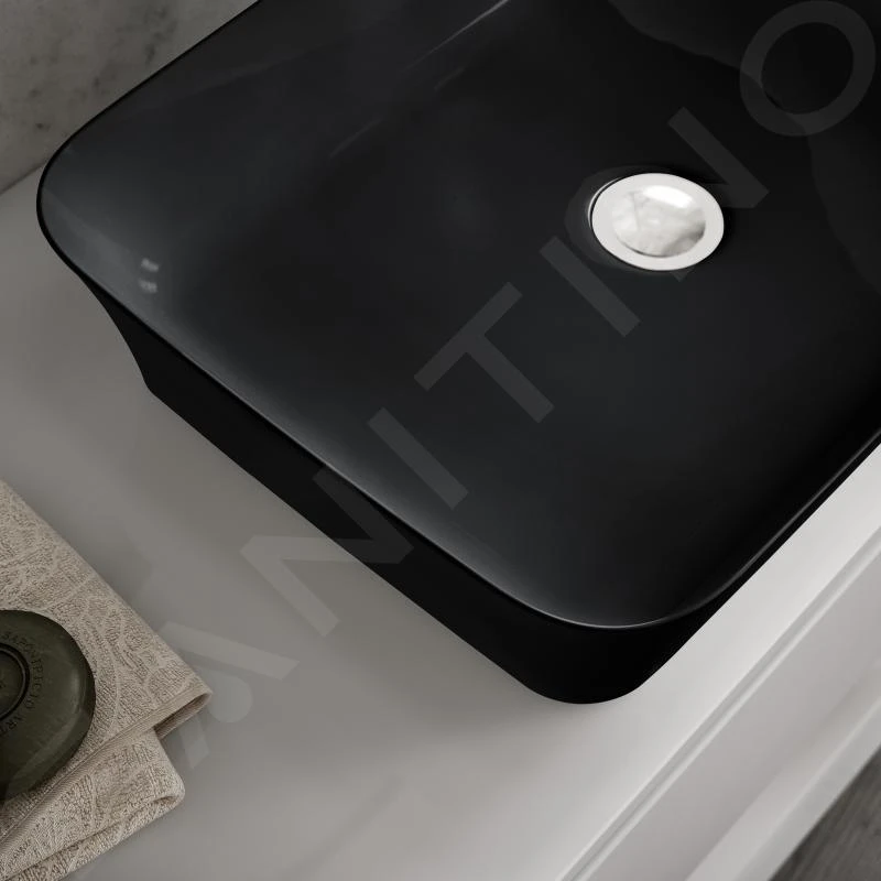 Ideal Standard Ipalyss - Opbouw Wastafel, 550x380 Mm, Met Overloop, Glanzend Zwart E2078V2 6 Ideal Standard Ipalyss - Opbouw Wastafel, 550x380 Mm, Met Overloop, Glanzend Zwart E2078V2 - Afbeelding 6