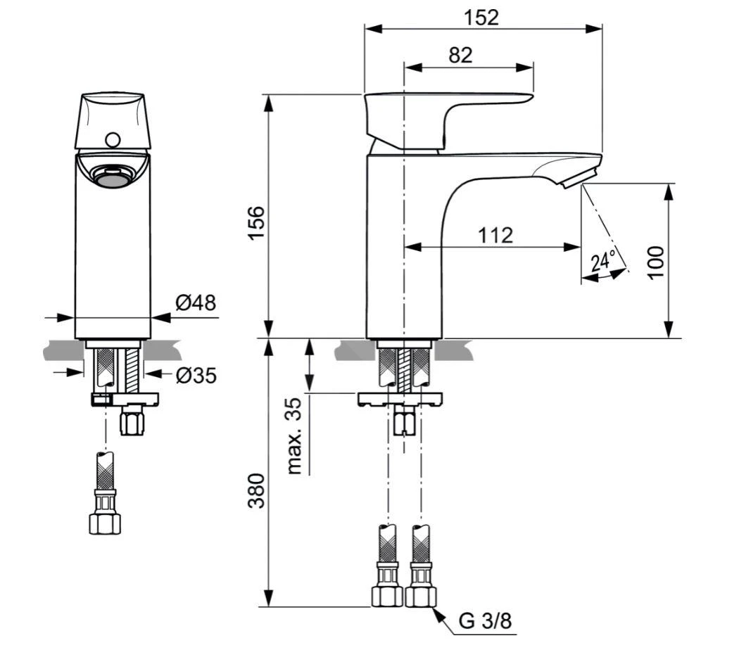 Ideal Standard Connect Air - Wastafelkraan, Magnetic Grey A7024A5 2 Ideal Standard Connect Air - Wastafelkraan, Magnetic Grey A7024A5 - Afbeelding 2