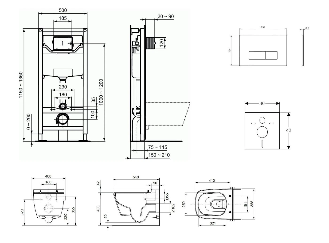 Ideal Standard ProSys - Toiletset- Inbouwreservoir, Douche-WC, WC-zitting TECEone, Oleas M2 Bedieningsplaat, Rimless, SoftClose, Wit ProSys120M SP55 2 Ideal Standard ProSys - Toiletset- Inbouwreservoir, Douche-WC, WC-zitting TECEone, Oleas M2 Bedieningsplaat, Rimless, SoftClose, Wit ProSys120M SP55 - Afbeelding 2