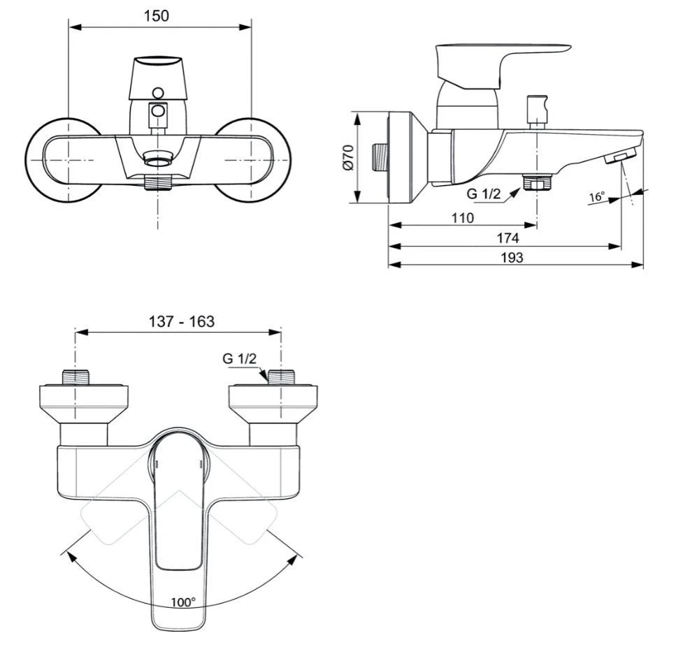 Ideal Standard Connect Air - Badkraan, Magnetic Grey A7033A5 2 Ideal Standard Connect Air - Badkraan, Magnetic Grey A7033A5 - Afbeelding 2