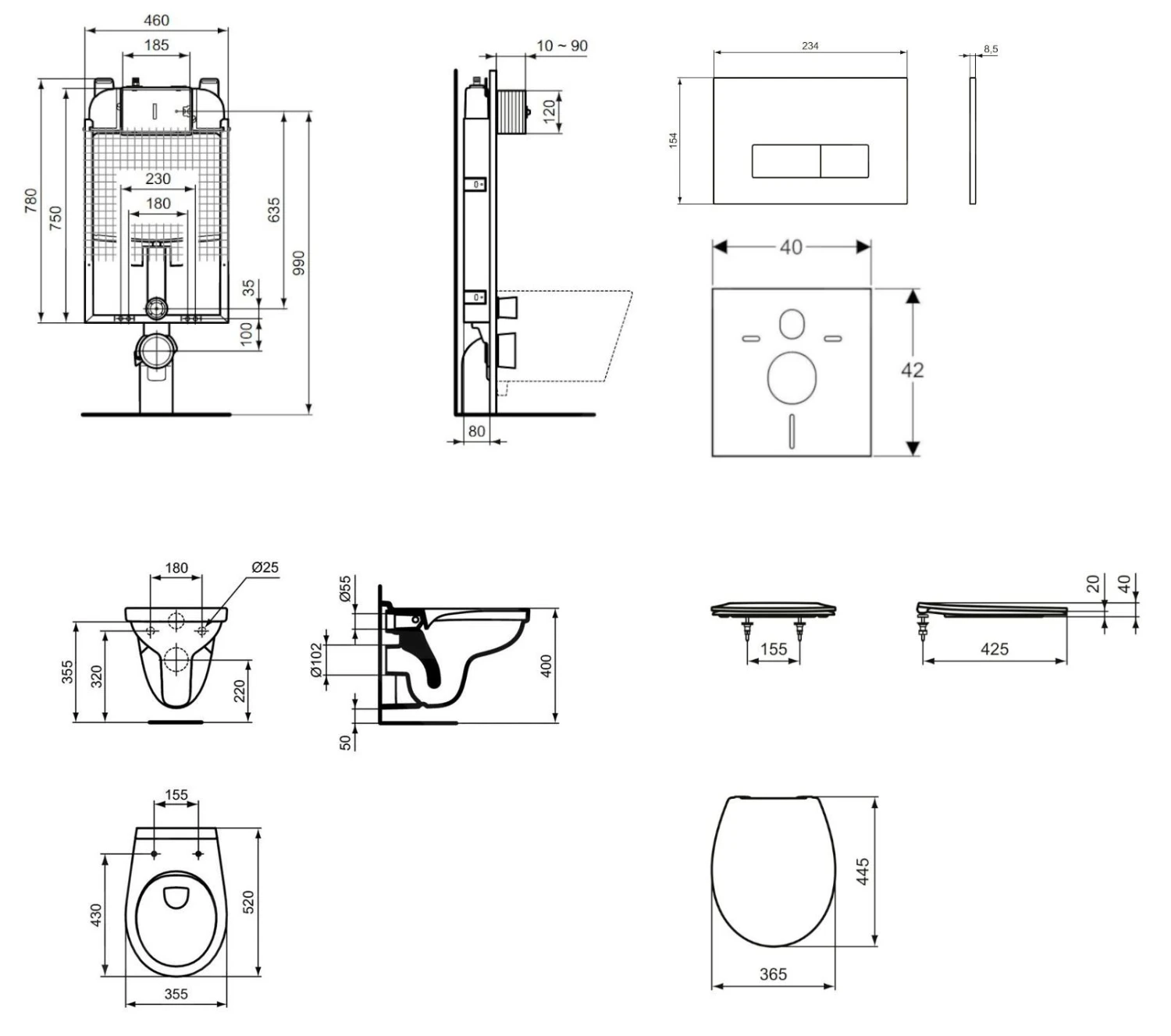 Ideal Standard ProSys - Toiletset - Inbouwreservoir, Closet Alpha Met WC-zitting, Oleas M2 Bedieningsplaat, SoftClose, Wit ProSys80M SP109 2 Ideal Standard ProSys - Toiletset - Inbouwreservoir, Closet Alpha Met WC-zitting, Oleas M2 Bedieningsplaat, SoftClose, Wit ProSys80M SP109 - Afbeelding 2