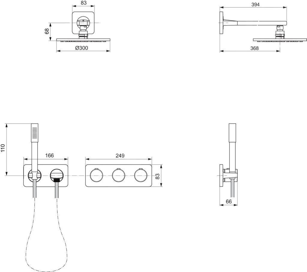 Ideal Standard Archimodule - Doucheset 300 Met Inbouwthermostaat, 1jet, Chroom A1549AA 2 Ideal Standard Archimodule - Doucheset 300 Met Inbouwthermostaat, 1jet, Chroom A1549AA - Afbeelding 2