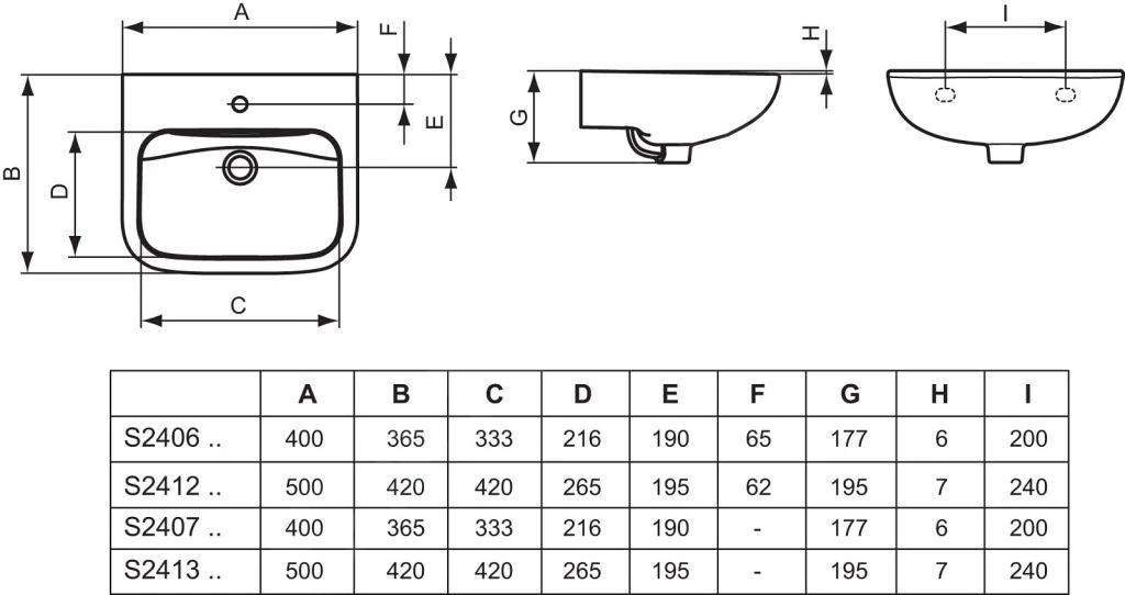Ideal Standard Contour 21 - Fontein 400x365 Mm, Zonder Kraangat, Zonder Overloop, Wit S240701 2 Ideal Standard Contour 21 - Fontein 400x365 Mm, Zonder Kraangat, Zonder Overloop, Wit S240701 - Afbeelding 2
