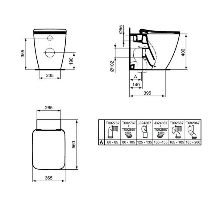 Ideal Standard Strada II - Staand Toilet Met Wc Bril SoftClose, AquaBlade, Wit T359801 2 Ideal Standard Strada II - Staand Toilet Met Wc Bril SoftClose, AquaBlade, Wit T359801 - Afbeelding 2