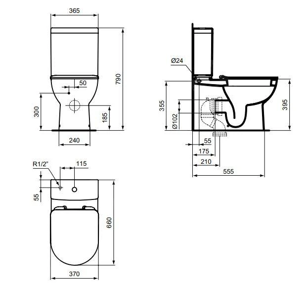 Ideal Standard Eurovit - Duobloktoilet Met Wc Zitting, Wit T443501 2 Ideal Standard Eurovit - Duobloktoilet Met Wc Zitting, Wit T443501 - Afbeelding 2