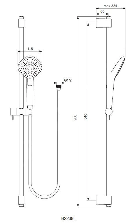 Ideal Standard Idealrain Evo Jet - Doucheset Met Diamond Handdouche, 3jet, Douchestang Doucheslang, Chroom B2238AA 2 Ideal Standard Idealrain Evo Jet - Doucheset Met Diamond Handdouche, 3jet, Douchestang Doucheslang, Chroom B2238AA - Afbeelding 2