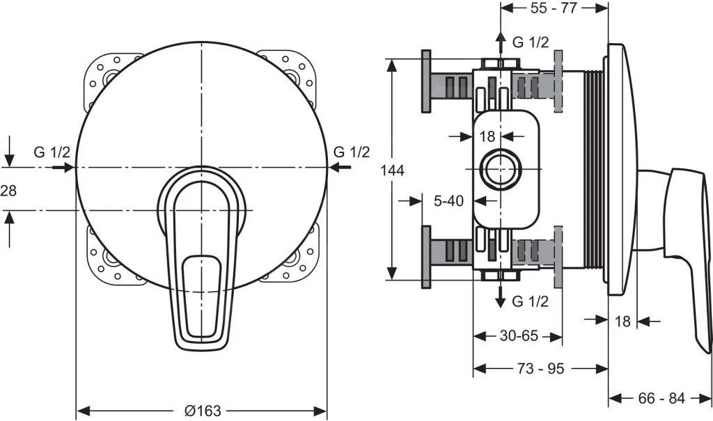 Ideal Standard CeraMix Blue - Inbouw Douchekraan, Chroom A5666AA 2 Ideal Standard CeraMix Blue - Inbouw Douchekraan, Chroom A5666AA - Afbeelding 2