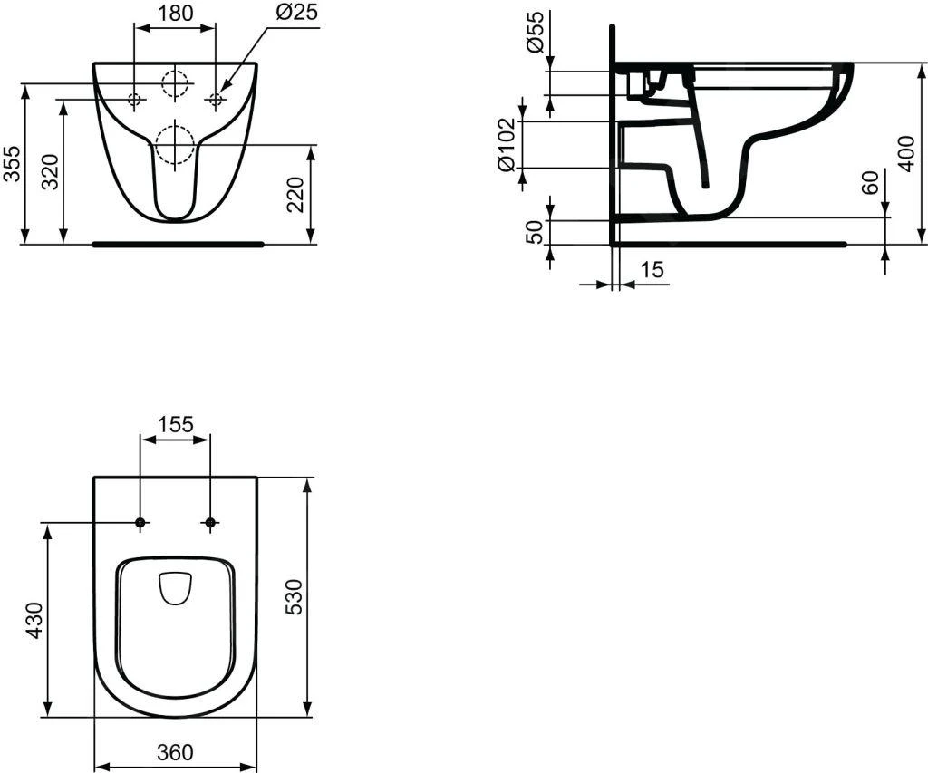 Ideal Standard Tempo - Hangend Toilet, Rimless, Wit T041501 2 Ideal Standard Tempo - Hangend Toilet, Rimless, Wit T041501 - Afbeelding 2