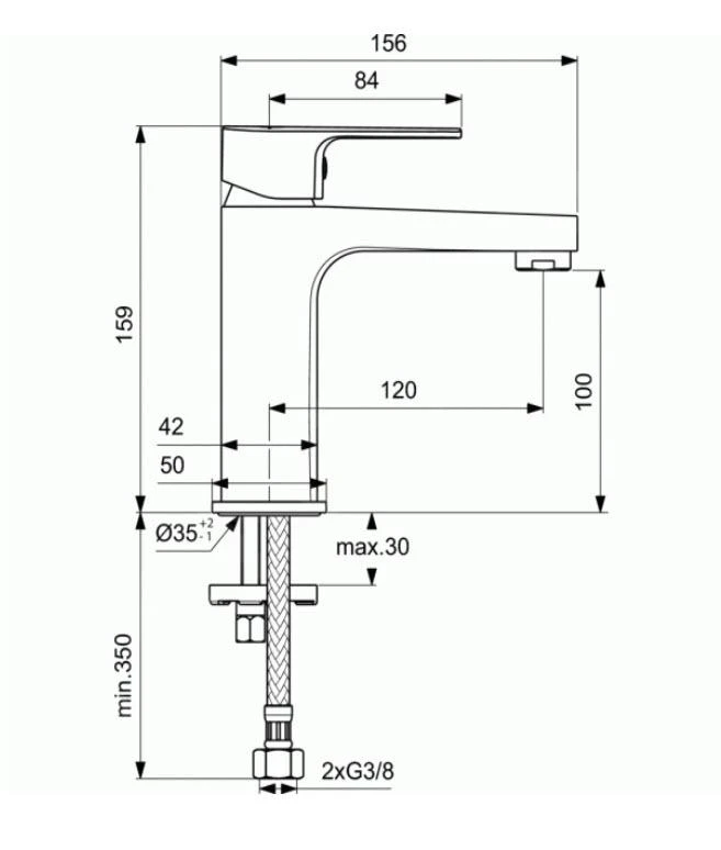 Ideal Standard Cerafine D - Wastafelkraan, Chroom BC553AA 2 Ideal Standard Cerafine D - Wastafelkraan, Chroom BC553AA - Afbeelding 2
