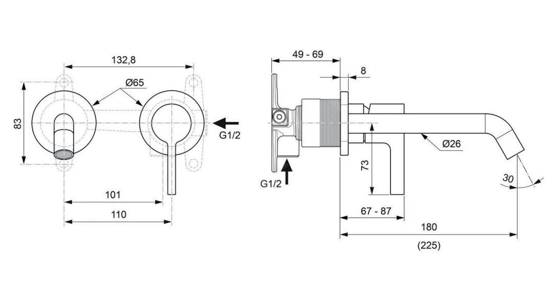 Ideal Standard Joy - Inbouw Wastafelkraan, Uitloop 180 Mm, 2-gats, Brushed Gold A7378A2 2 Ideal Standard Joy - Inbouw Wastafelkraan, Uitloop 180 Mm, 2-gats, Brushed Gold A7378A2 - Afbeelding 2