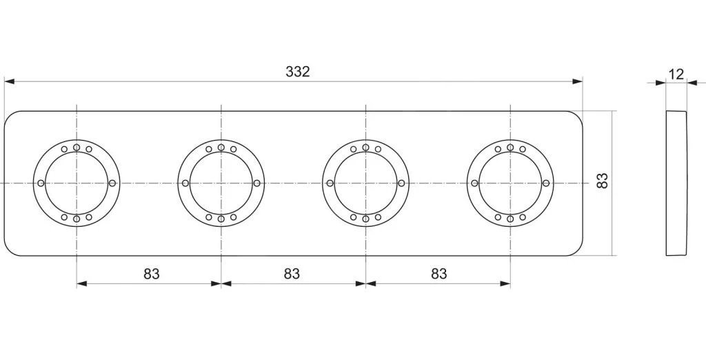 Ideal Standard Archimodule - Afdekrozet 4-gats SOFT 83 X 332 Mm, Chroom A1543AA 2 Ideal Standard Archimodule - Afdekrozet 4-gats SOFT 83 X 332 Mm, Chroom A1543AA - Afbeelding 2
