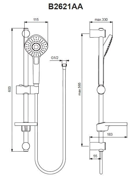 Ideal Standard Idealrain Evo Jet - Doucheset Met Handdouche, 3-jets, Douchestang En Doucheslang, Chroom B2621AA 2 Ideal Standard Idealrain Evo Jet - Doucheset Met Handdouche, 3-jets, Douchestang En Doucheslang, Chroom B2621AA - Afbeelding 2