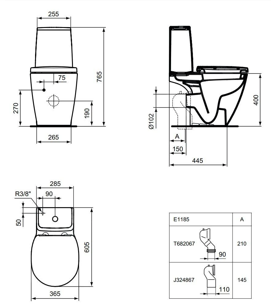 Ideal Standard Connect Space - Duoblok Pot, Achterafvoer, Wit E118501 2 Ideal Standard Connect Space - Duoblok Pot, Achterafvoer, Wit E118501 - Afbeelding 2