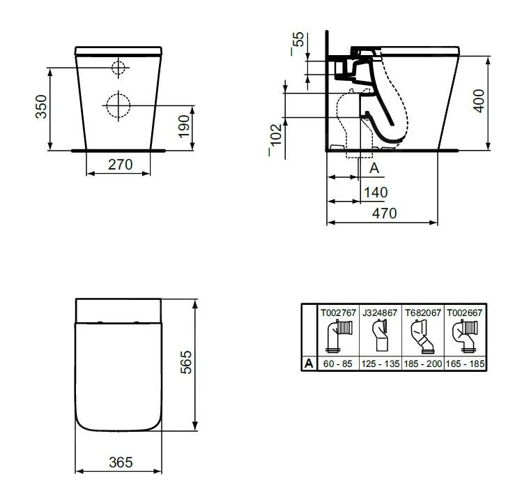 Ideal Standard Blend - Staande Toiletpot, Aquablade, Wit T368801 2 Ideal Standard Blend - Staande Toiletpot, Aquablade, Wit T368801 - Afbeelding 2