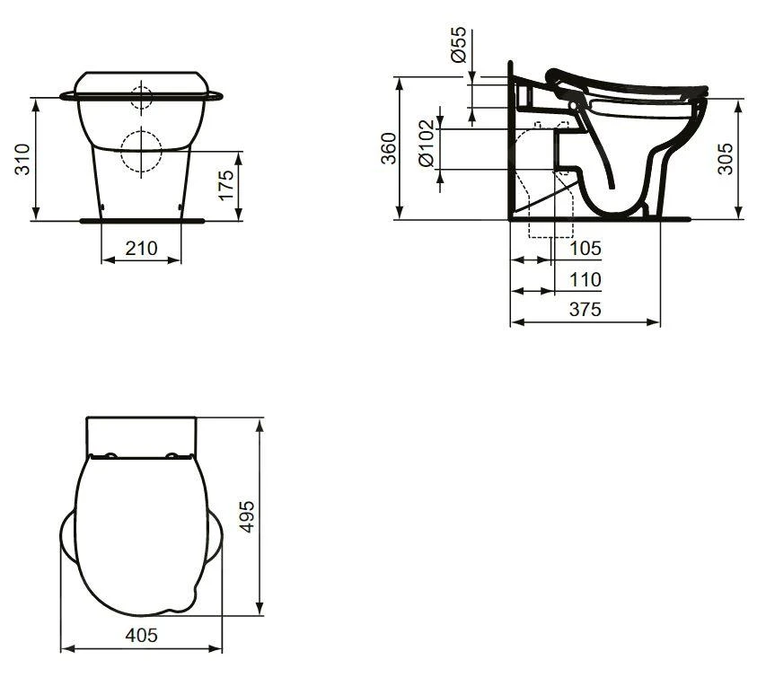 Ideal Standard Contour 21 - Staand Kindertoilet, Afval Aan De Achterkant, Rimless, Wit S312301 2 Ideal Standard Contour 21 - Staand Kindertoilet, Afval Aan De Achterkant, Rimless, Wit S312301 - Afbeelding 2
