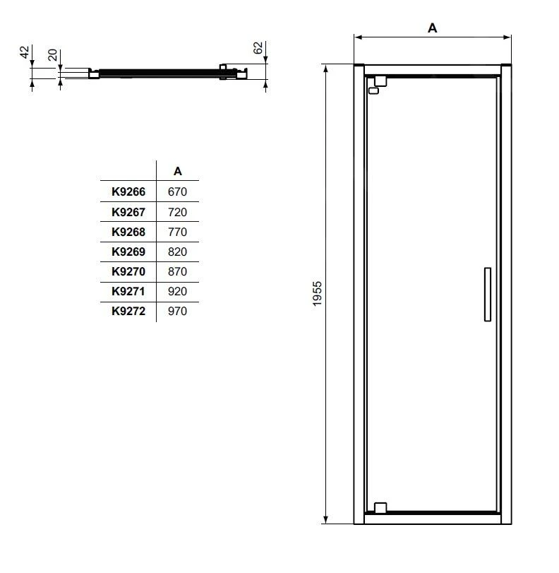 Ideal Standard Connect 2 - Draaideur 850 Mm, Silver Bright/helder Glas K9269EO 2 Ideal Standard Connect 2 - Draaideur 850 Mm, Silver Bright/helder Glas K9269EO - Afbeelding 2