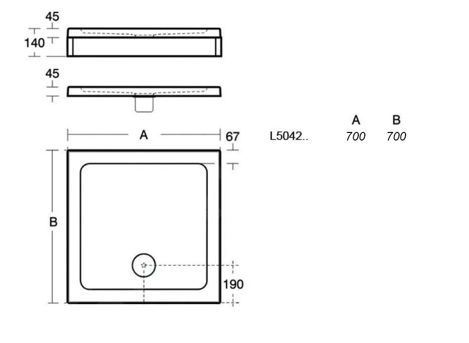 Ideal Standard Simplicity Stone - Douchebak 700x700 Mm, Wit L504201 2 Ideal Standard Simplicity Stone - Douchebak 700x700 Mm, Wit L504201 - Afbeelding 2