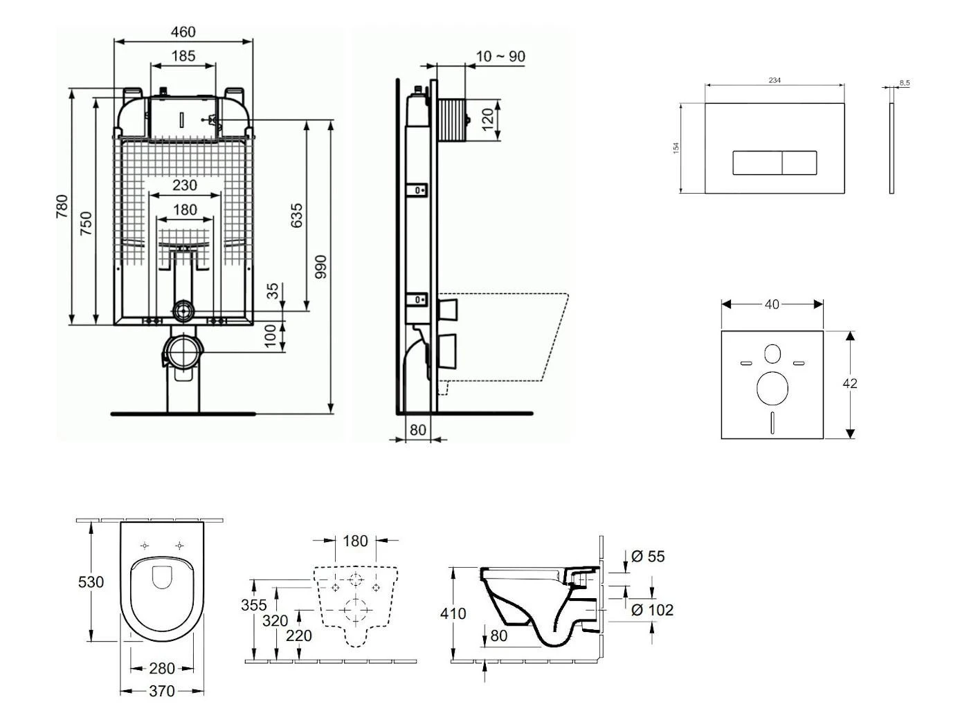 Ideal Standard ProSys - Toiletset- Inbouwreservoir, Closet, WC-zitting Architectura, Oleas M2 Bedieningsplaat, DirectFlush, SoftClose, CeramicPlus, Wit ProSys80M SP115 2 Ideal Standard ProSys - Toiletset- Inbouwreservoir, Closet, WC-zitting Architectura, Oleas M2 Bedieningsplaat, DirectFlush, SoftClose, CeramicPlus, Wit ProSys80M SP115 - Afbeelding 2