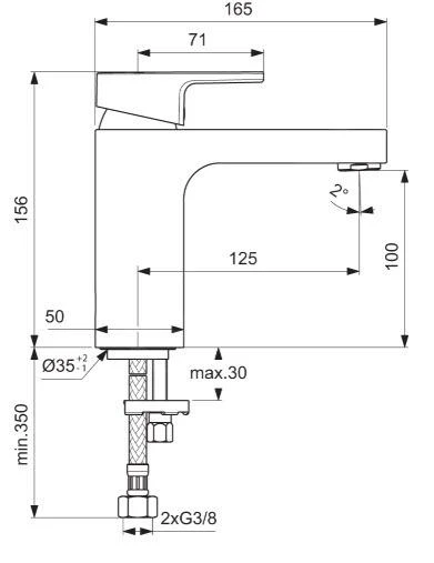 Ideal Standard Edge - Wastafelkraan, Chroom A7105AA 2 Ideal Standard Edge - Wastafelkraan, Chroom A7105AA - Afbeelding 2