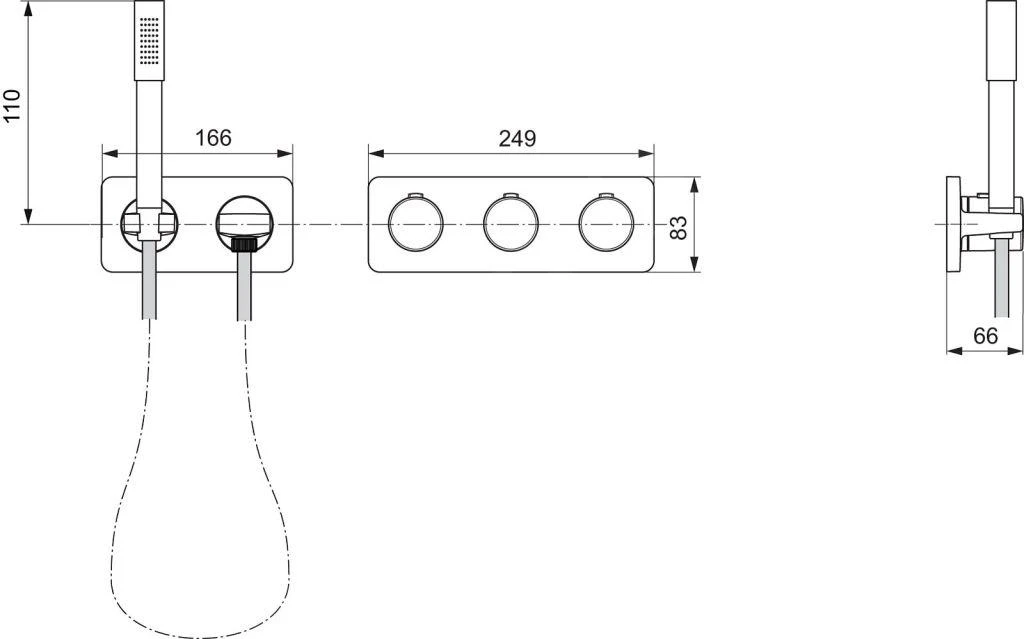 Ideal Standard Archimodule - Doucheset Met Inbouwthermostaat, 1jet, Chroom A1553AA 2 Ideal Standard Archimodule - Doucheset Met Inbouwthermostaat, 1jet, Chroom A1553AA - Afbeelding 2