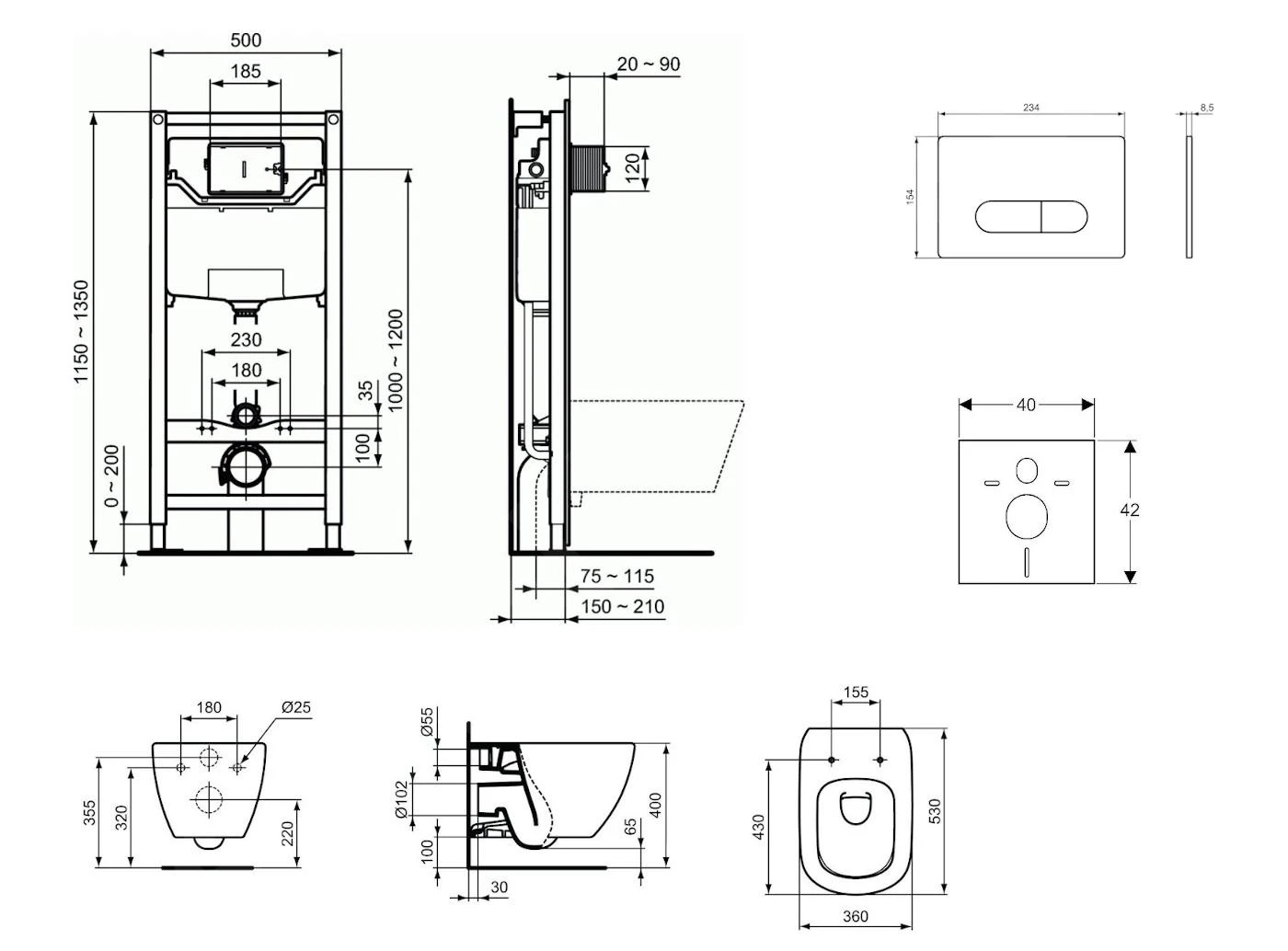 Ideal Standard ProSys - Toiletset- Inbouwreservoir, Closet, WC-zitting Tesi, Oleas M1 Bedieningsplaat, Aquablade, SoftClose, Chroom ProSys120M SP6 2 Ideal Standard ProSys - Toiletset- Inbouwreservoir, Closet, WC-zitting Tesi, Oleas M1 Bedieningsplaat, Aquablade, SoftClose, Chroom ProSys120M SP6 - Afbeelding 2