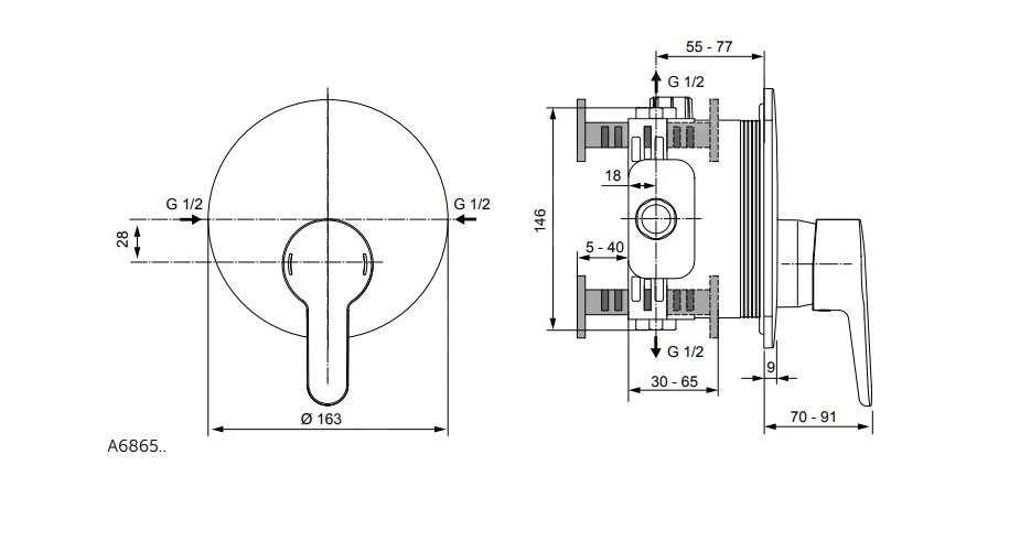 Ideal Standard Ceraplus II - Inbouw Douchemengkraan, Chroom A6865AA 2 Ideal Standard Ceraplus II - Inbouw Douchemengkraan, Chroom A6865AA - Afbeelding 2
