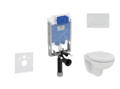 Ideal Standard ProSys - Toiletset- Inbouwreservoir, Closet, WC-zitting Eurovit, Oleas M1 Bedieningsplaat, Rimless, Softclose, Wit ProSys80M SP124