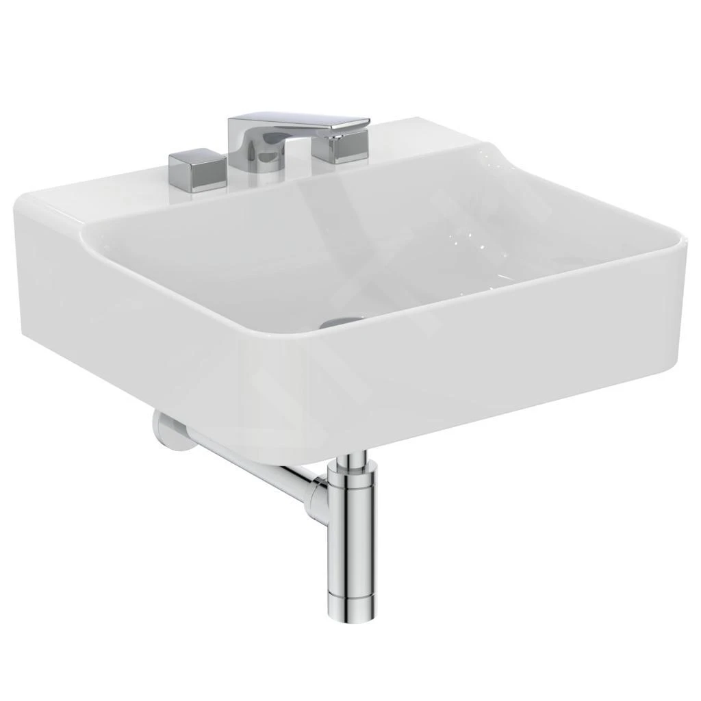 Ideal Standard Conca Ceram - Wastafel 500x450 Mm, Zonder Overloop, Met 3 Kraangaten, Wit T378601 5 Ideal Standard Conca Ceram - Wastafel 500x450 Mm, Zonder Overloop, Met 3 Kraangaten, Wit T378601 - Afbeelding 5