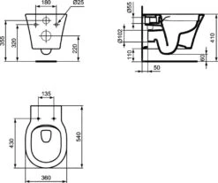 Alternative view of Ideal Standard Connect Air - Hangend Toilet Rimless, Zwart E2288V3