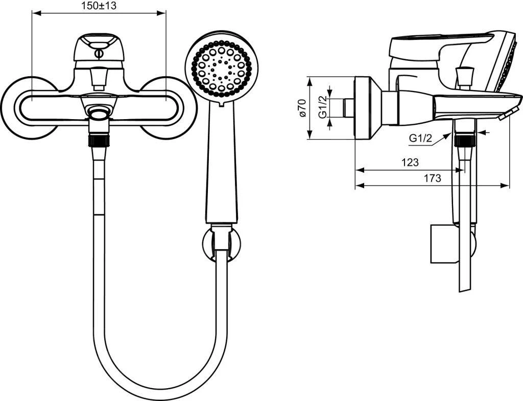Ideal Standard CeraMix Blue - Badkraan, Met Accessoires, Chroom B9491AA 2 Ideal Standard CeraMix Blue - Badkraan, Met Accessoires, Chroom B9491AA - Afbeelding 2