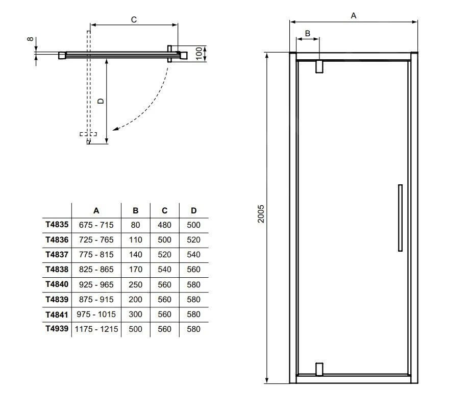 Ideal Standard I.Life - Pivoterende Douchedeur 800 Mm, Silver Bright/helder Glas T4837EO 2 Ideal Standard I.Life - Pivoterende Douchedeur 800 Mm, Silver Bright/helder Glas T4837EO - Afbeelding 2