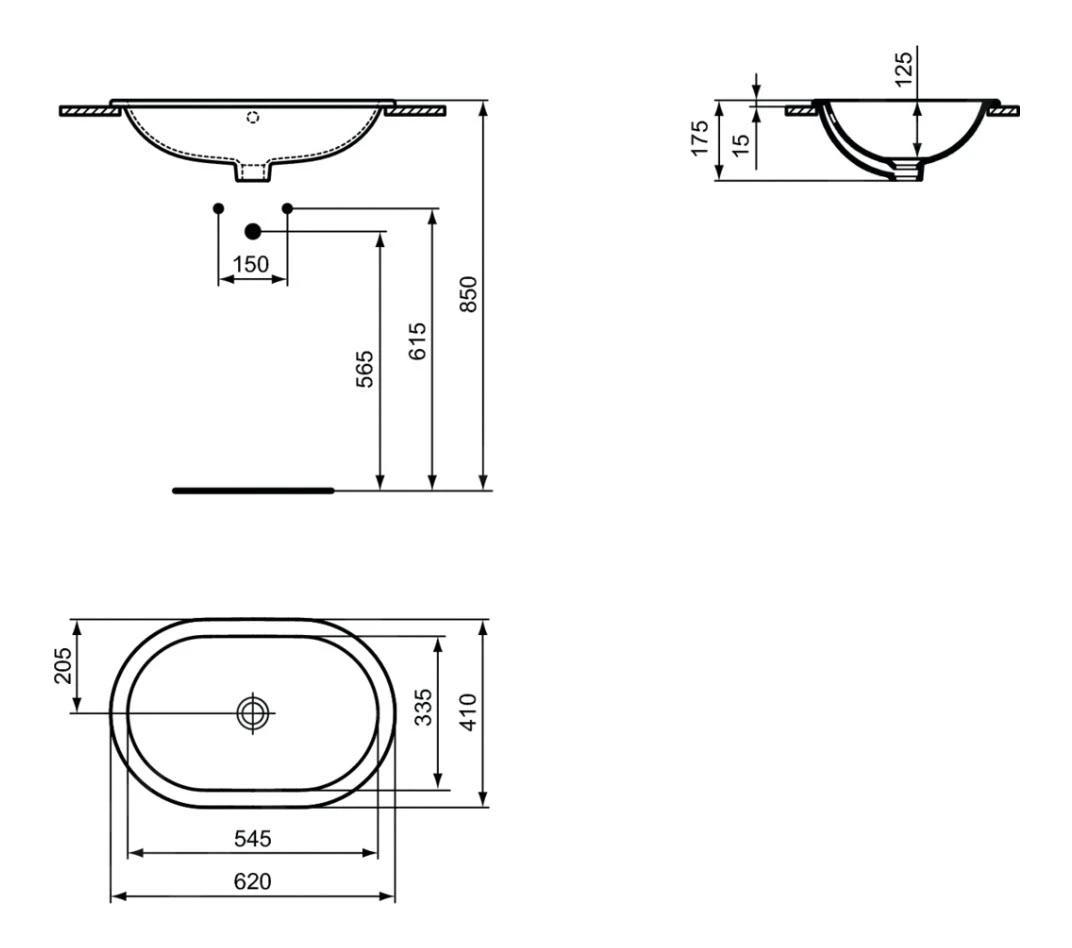 Ideal Standard Connect - Inbouwwastafel, 620x410 Mm, Met Overloop, Ideal Plus, Wit E5049MA 2 Ideal Standard Connect - Inbouwwastafel, 620x410 Mm, Met Overloop, Ideal Plus, Wit E5049MA - Afbeelding 2