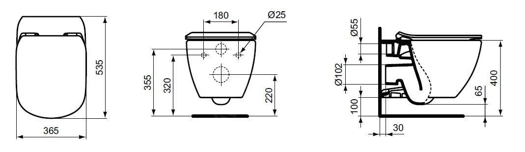 Ideal Standard Tesi - Hangend Toilet Met Wc Bril, AquaBlade, Wit T354701 2 Ideal Standard Tesi - Hangend Toilet Met Wc Bril, AquaBlade, Wit T354701 - Afbeelding 2