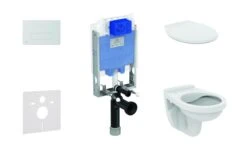 Ideal Standard ProSys - Toiletset - Inbouwreservoir, Closet Alpha Met WC-zitting, Oleas M1 Bedieningsplaat, Mat Chroom ProSys80M SP107