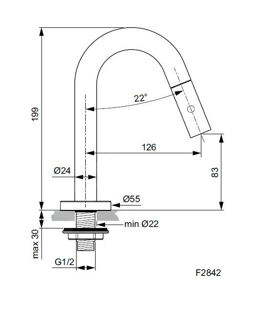 Ideal Standard IdealStream - Toiletkraan, Zwart F2842XG 2 Ideal Standard IdealStream - Toiletkraan, Zwart F2842XG - Afbeelding 2