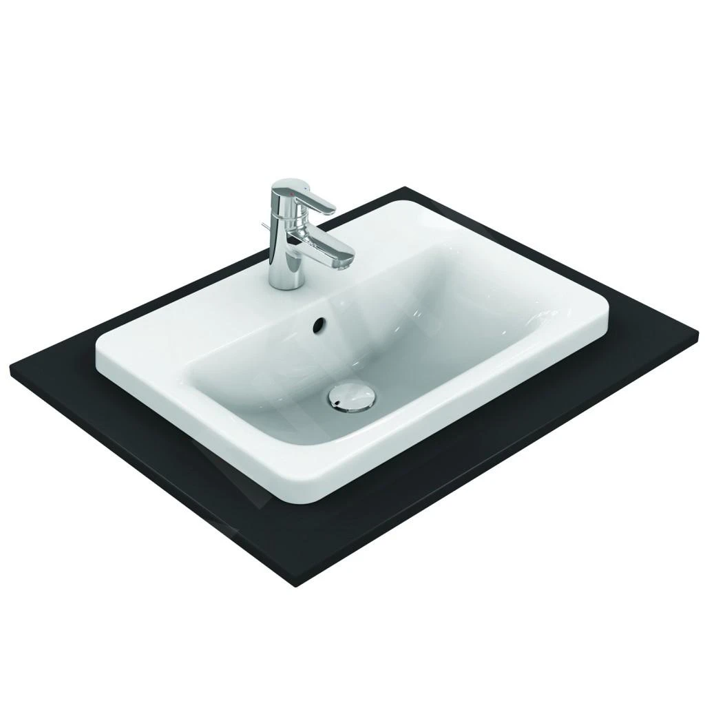 Ideal Standard Connect - Inbouwwastafel, 580x430 Mm, Met Overloop, 1 Kraangat, Wit E504401 1 Ideal Standard Connect - Inbouwwastafel, 580x430 Mm, Met Overloop, 1 Kraangat, Wit E504401