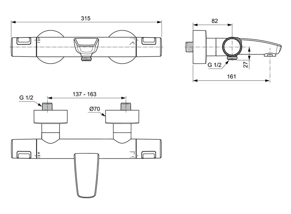 Ideal Standard CeraTherm - Thermostatische Badkraan, Zwart A7544XG 2 Ideal Standard CeraTherm - Thermostatische Badkraan, Zwart A7544XG - Afbeelding 2