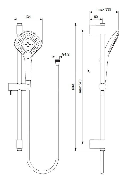 Ideal Standard Idealrain Evo Jet - Glijstangset Met Diamond Handdouche, 3 Jets, Douchestang 600 Mm En Doucheslang, Chroom B1762AA 2 Ideal Standard Idealrain Evo Jet - Glijstangset Met Diamond Handdouche, 3 Jets, Douchestang 600 Mm En Doucheslang, Chroom B1762AA - Afbeelding 2